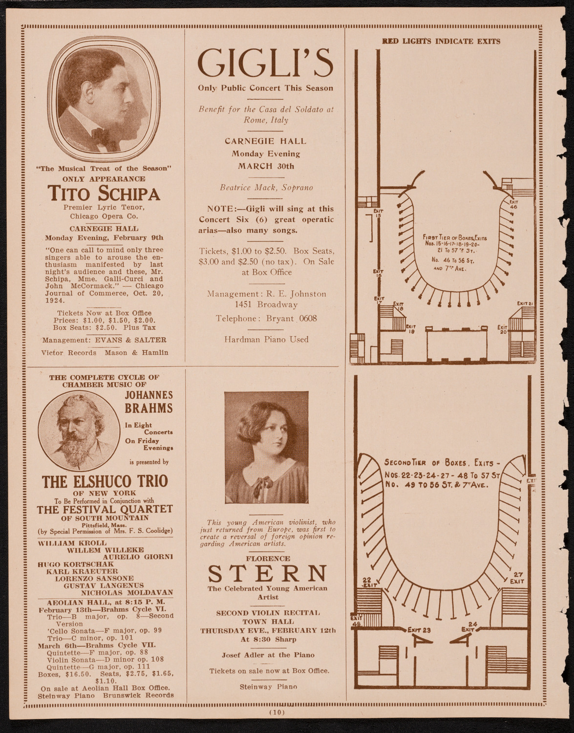 Fritz Kreisler, Violin, February 8, 1925, program page 10