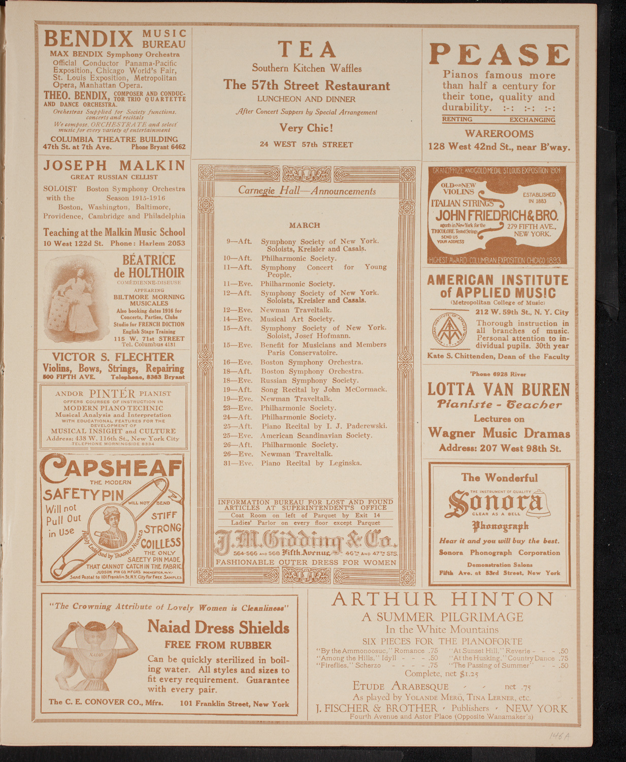 Schola Cantorum of New York, March 7, 1916, program page 3