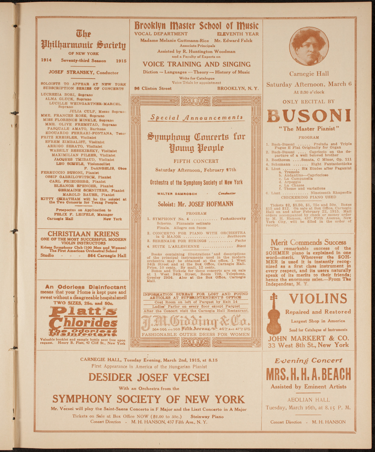 Elena Gerhardt, Soprano, February 13, 1915, program page 9