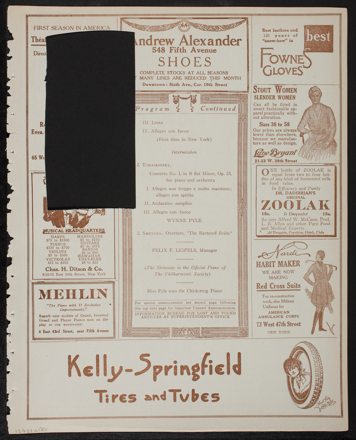 New York Philharmonic, February 1, 1918, program page 7