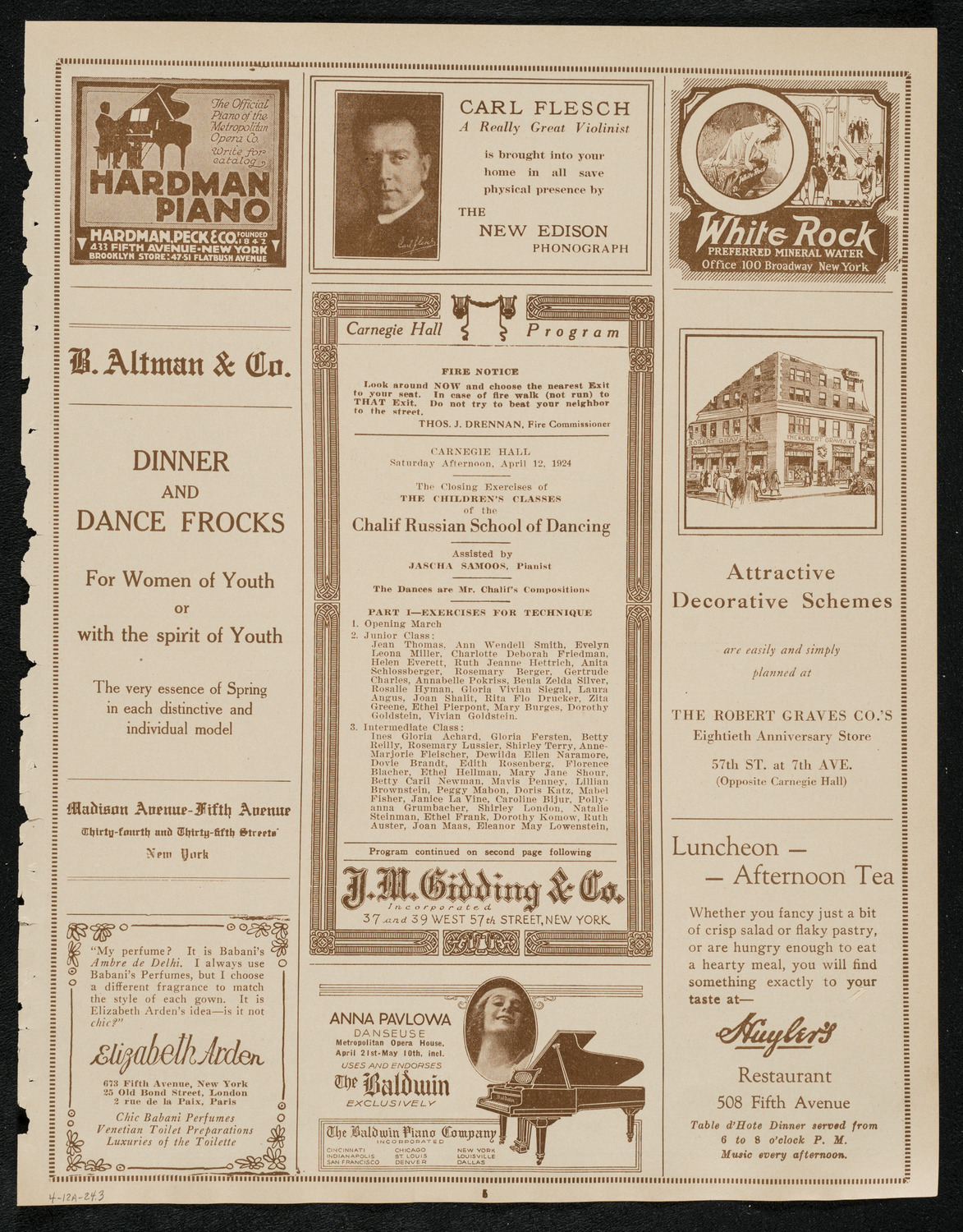 Chalif Russian School of Dancing, April 12, 1924, program page 5