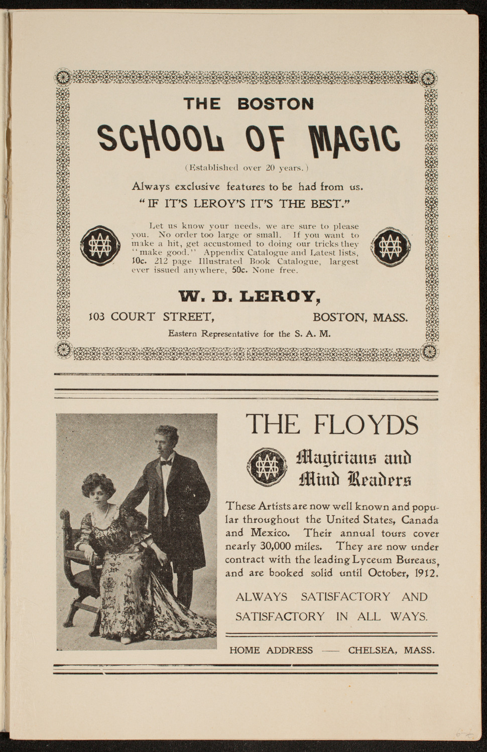 Society of American Magicians, January 14, 1911, program page 3