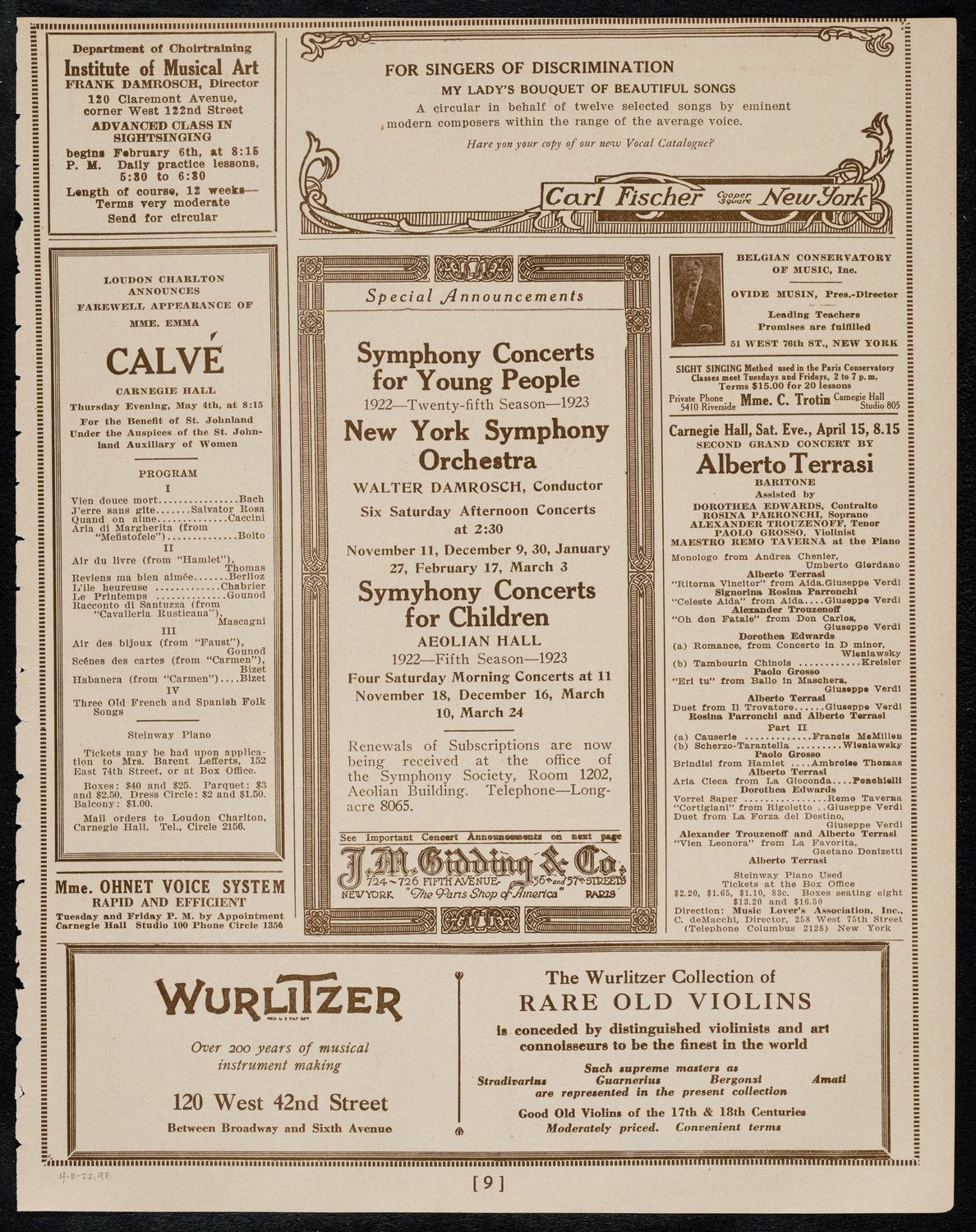Elly Ney, Piano, April 11, 1922, program page 9