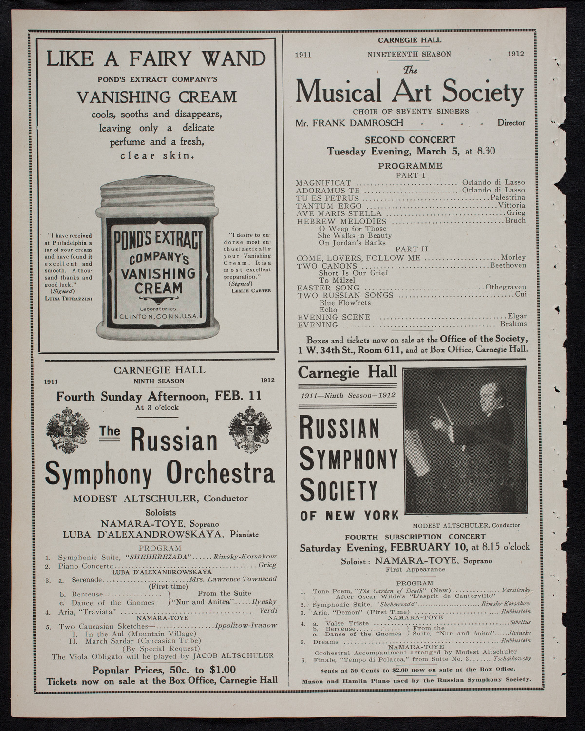 Russian Symphony Society of New York, January 28, 1912, program page 8