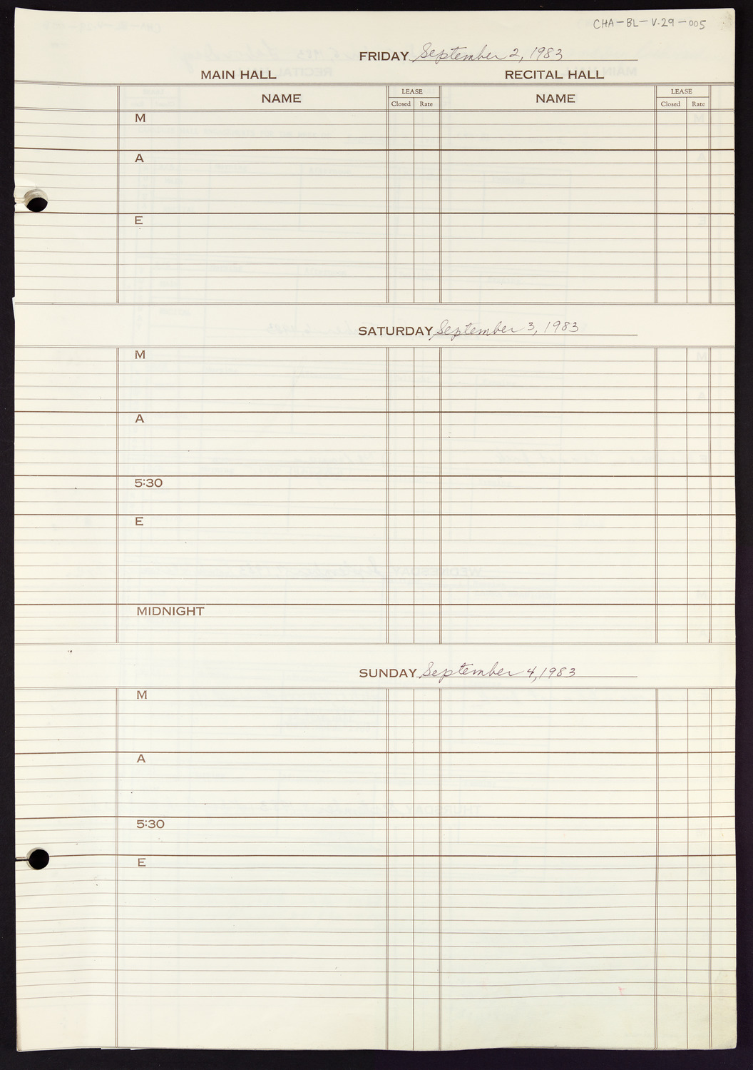 Carnegie Hall Booking Ledger, volume 29, page 5