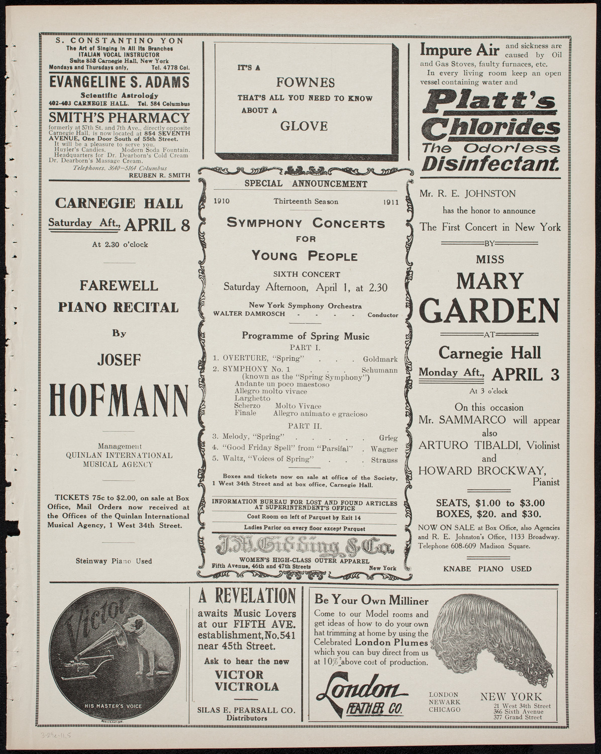 Oratorio Society of New York, March 29, 1911, program page 9