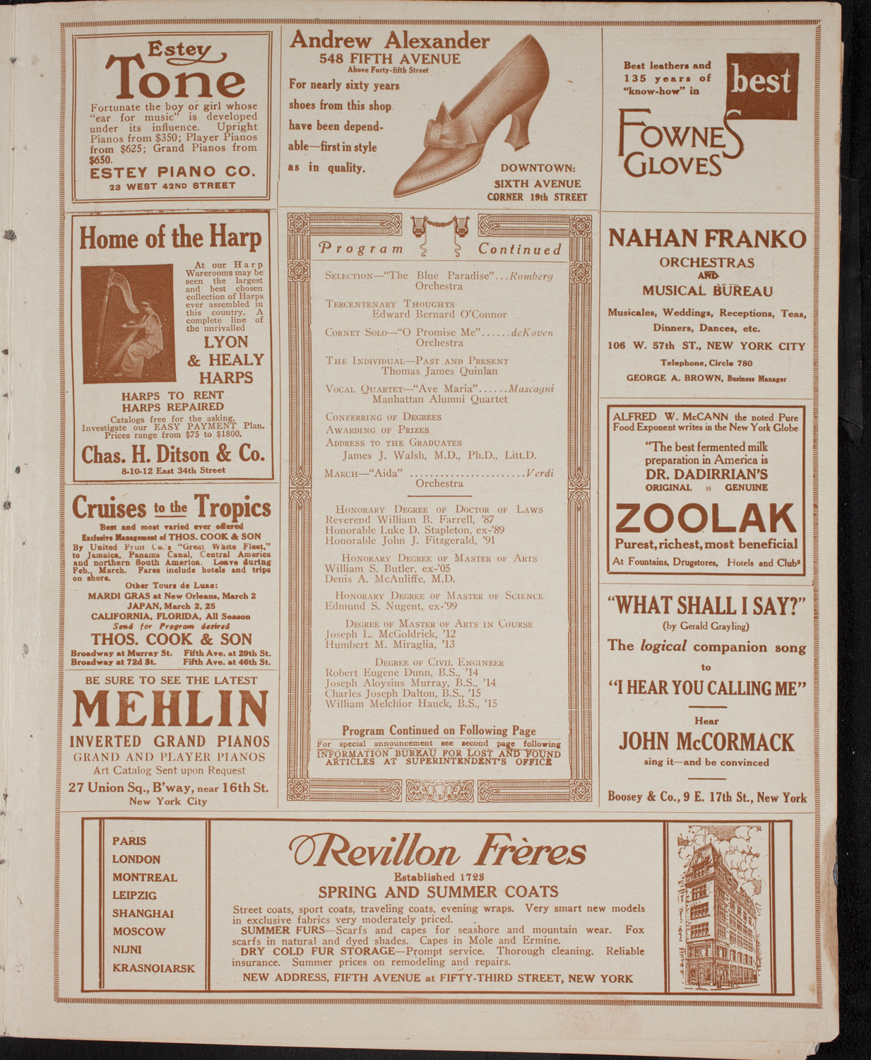 Graduation: Manhattan College, June 20, 1916, program page 7