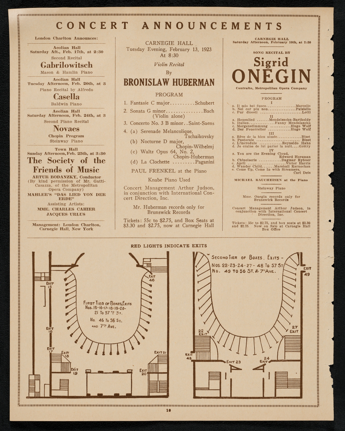 New York Philharmonic, February 8, 1923, program page 10