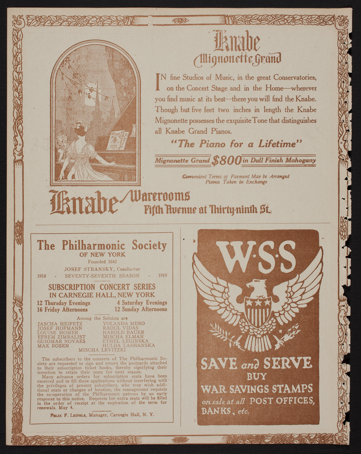 Toscha Seidel, Violin, April 28, 1918, program page 12