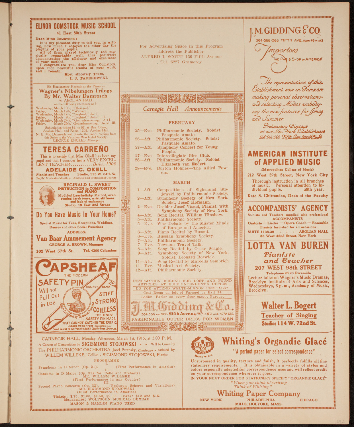 The Civic Forum, February 24, 1915, program page 3