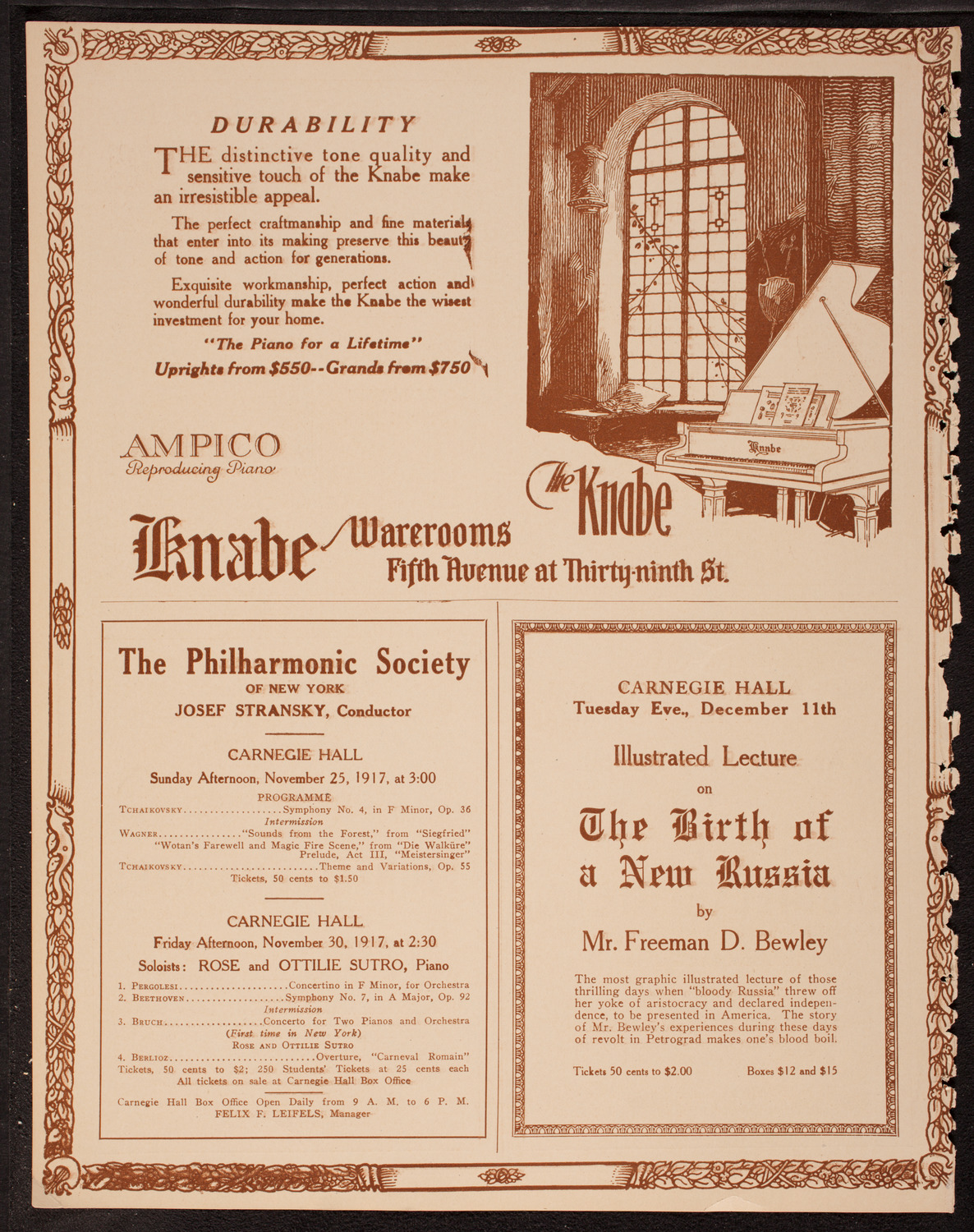New York Philharmonic, November 23, 1917, program page 12
