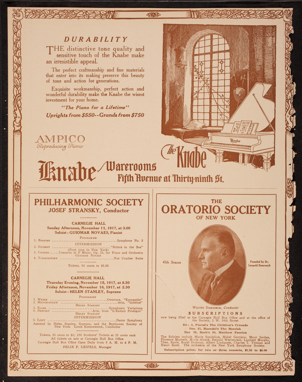 Fritz Kreisler, Violin, October 28, 1917, program page 12