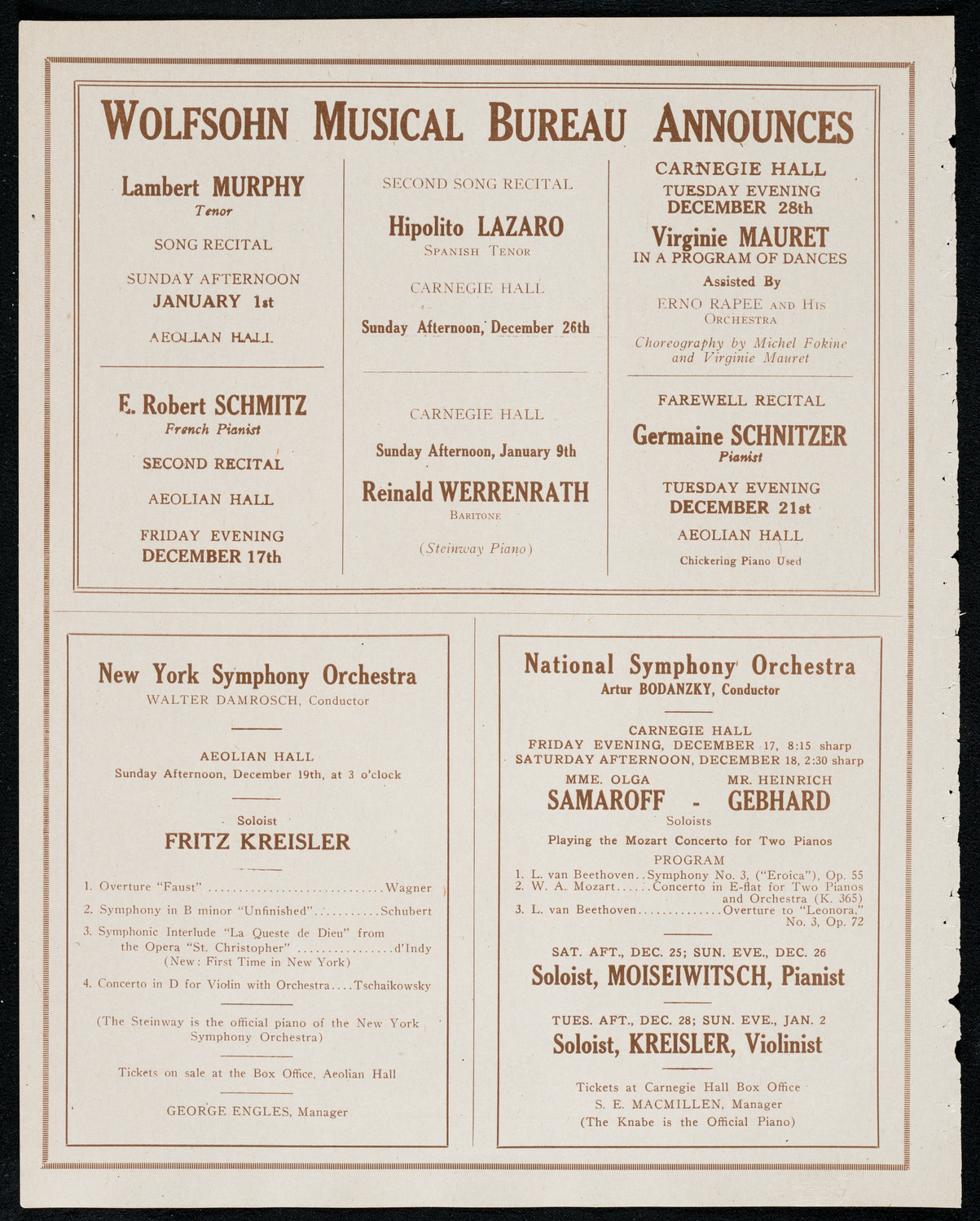 New York Philharmonic: Beethoven Festival, December 16, 1920, program page 8