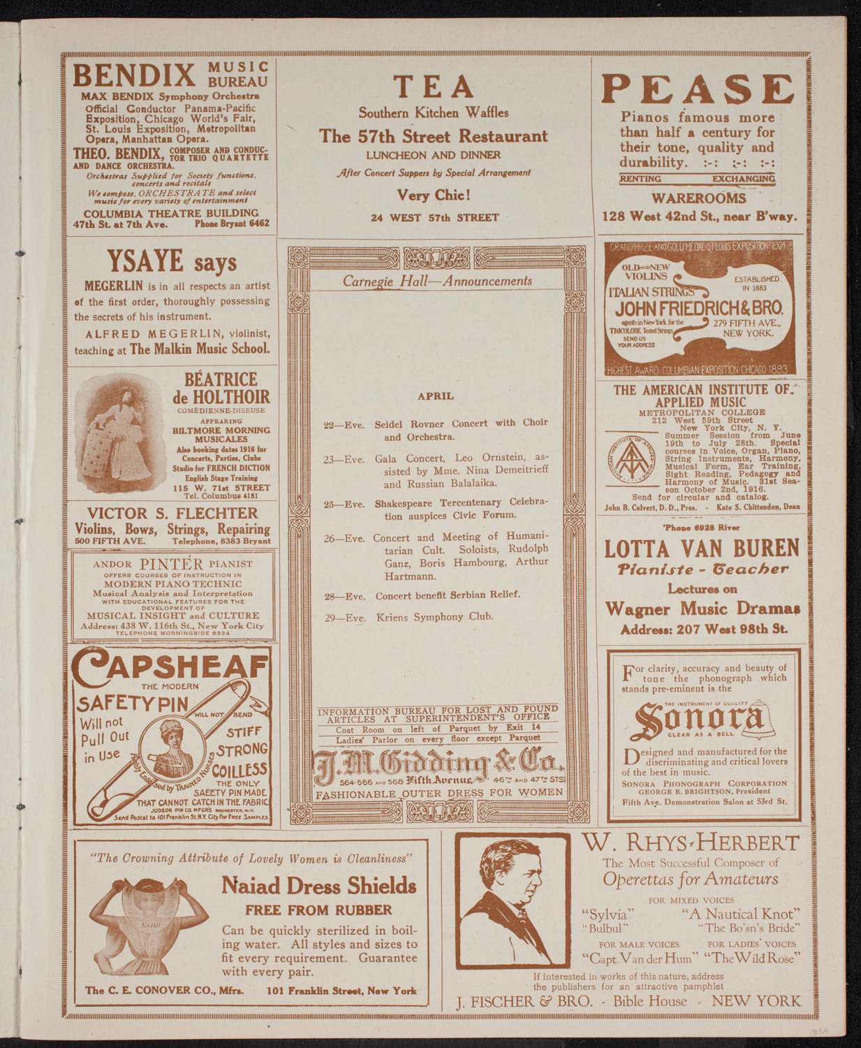 Benefit: St. Andrew's One Cent Coffee Stands, April 17, 1916, program page 3