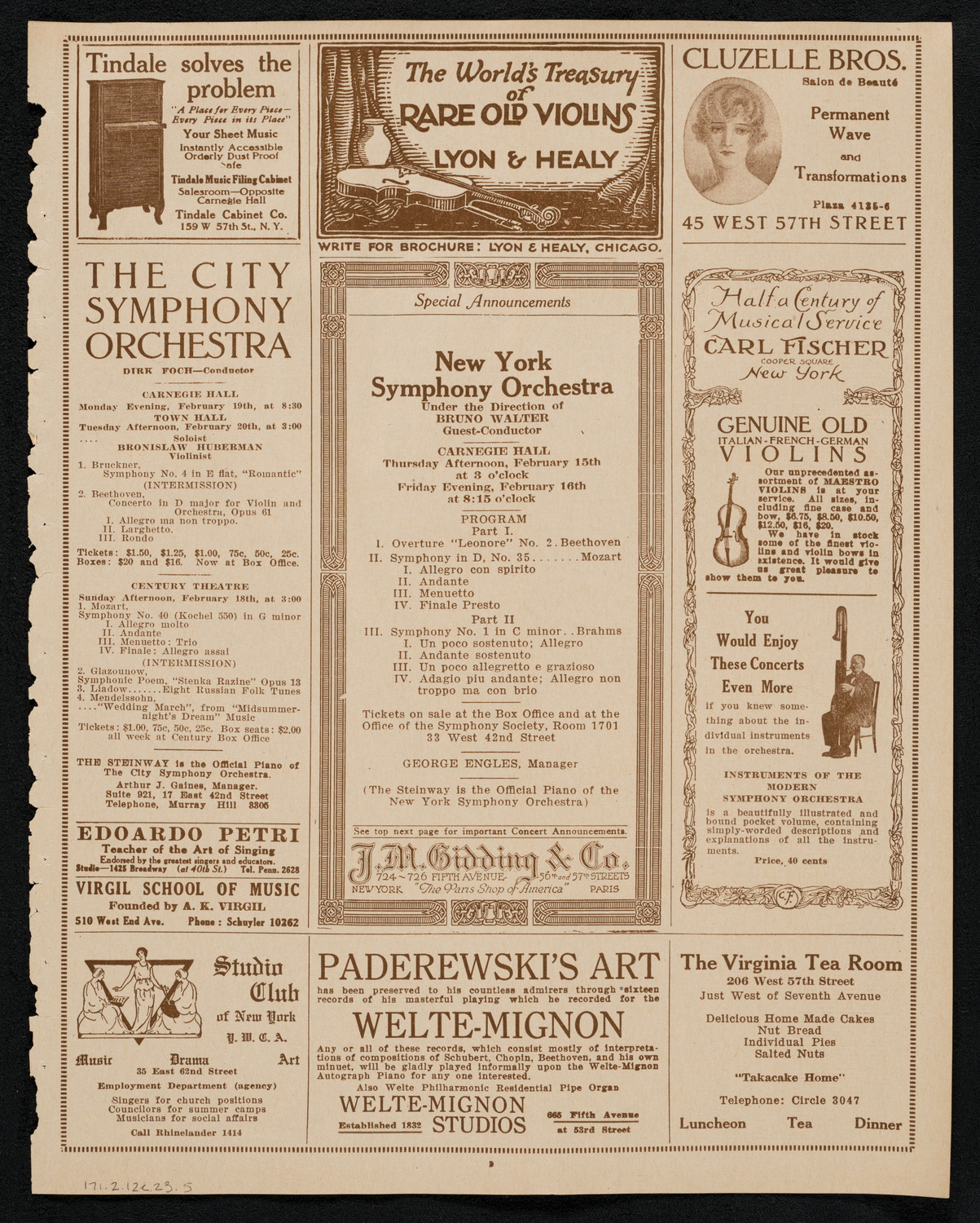 City Symphony Orchestra, February 12, 1923, program page 9