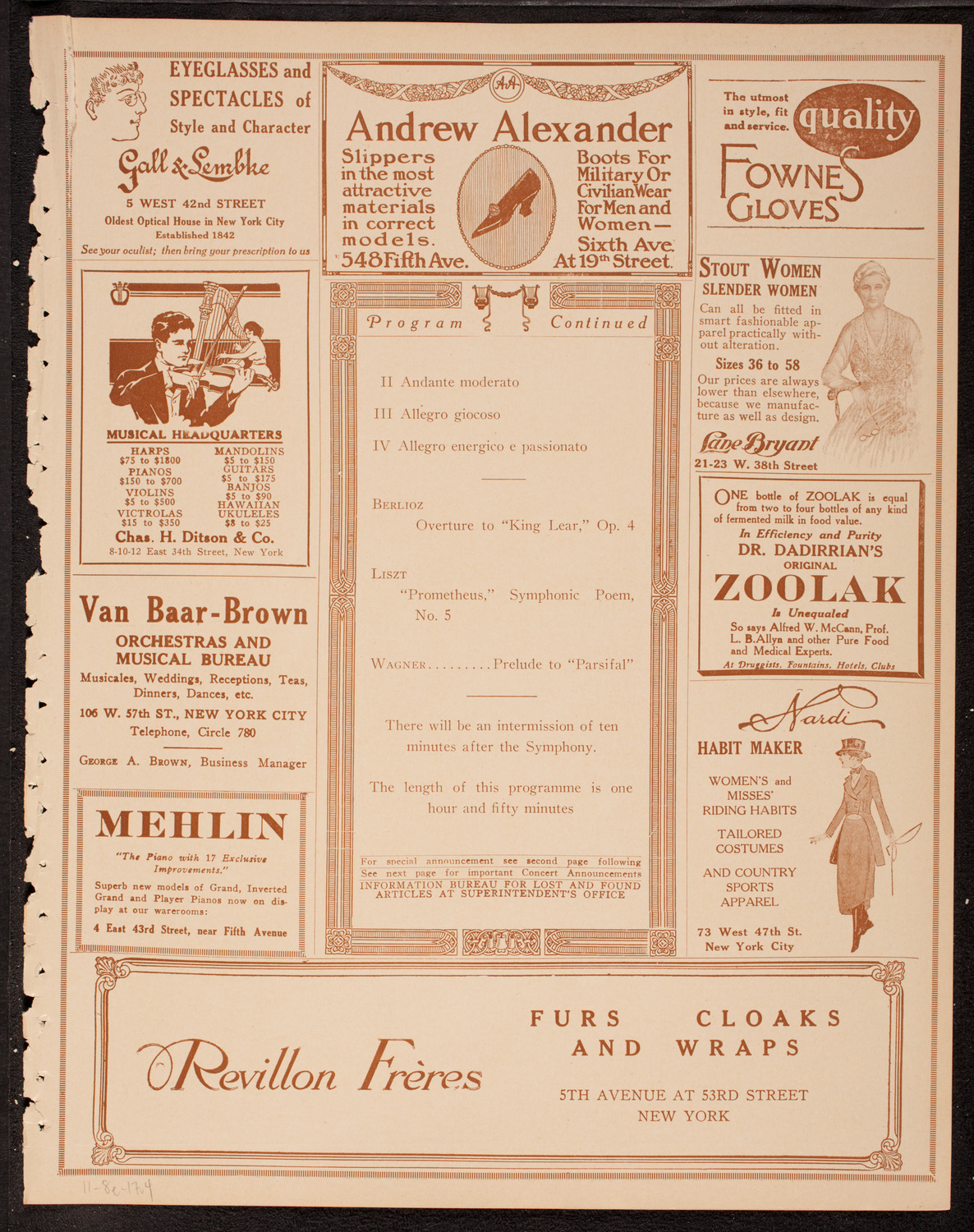 Boston Symphony Orchestra, November 8, 1917, program page 7