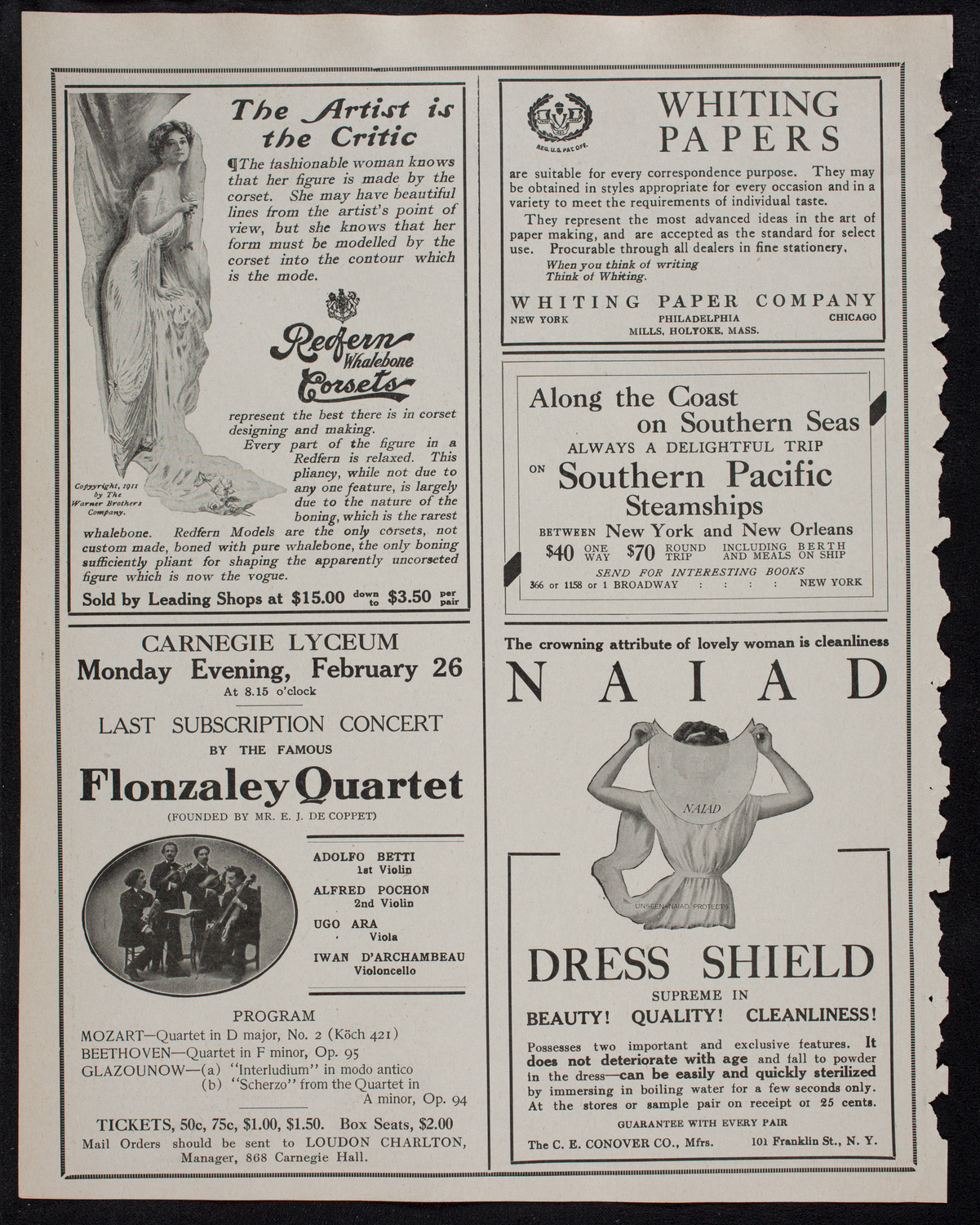 New York Philharmonic, February 18, 1912, program page 2