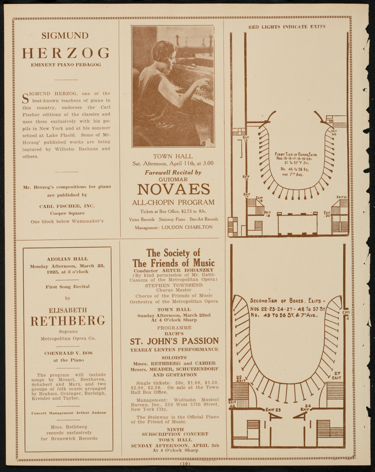 New York Philharmonic, March 19, 1925, program page 10