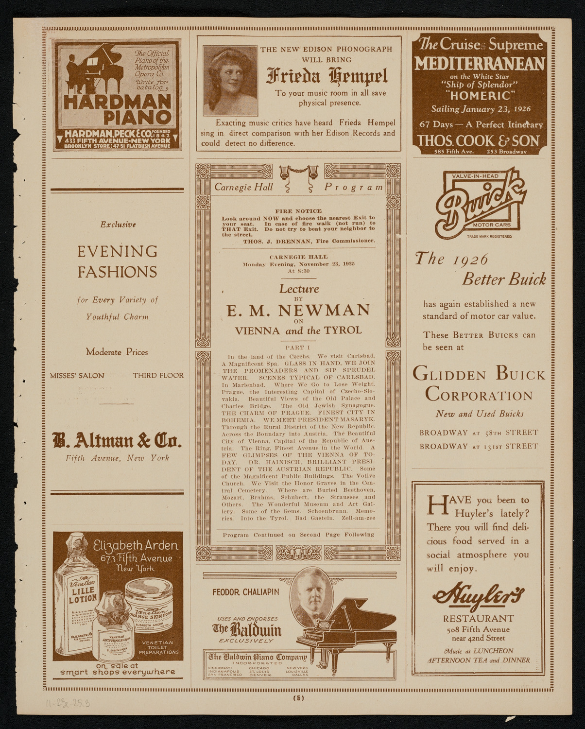 Meeting: Catholic Unity League (Lecture by E.M. Newman), November 23, 1925, program page 5