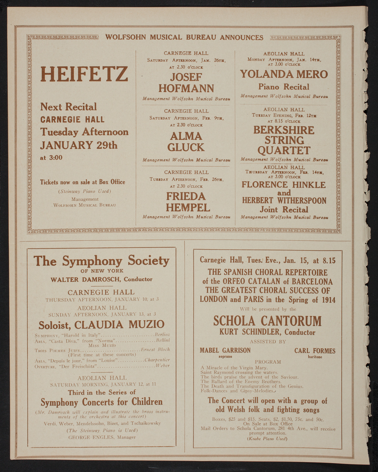 New York Philharmonic, January 6, 1918, program page 8
