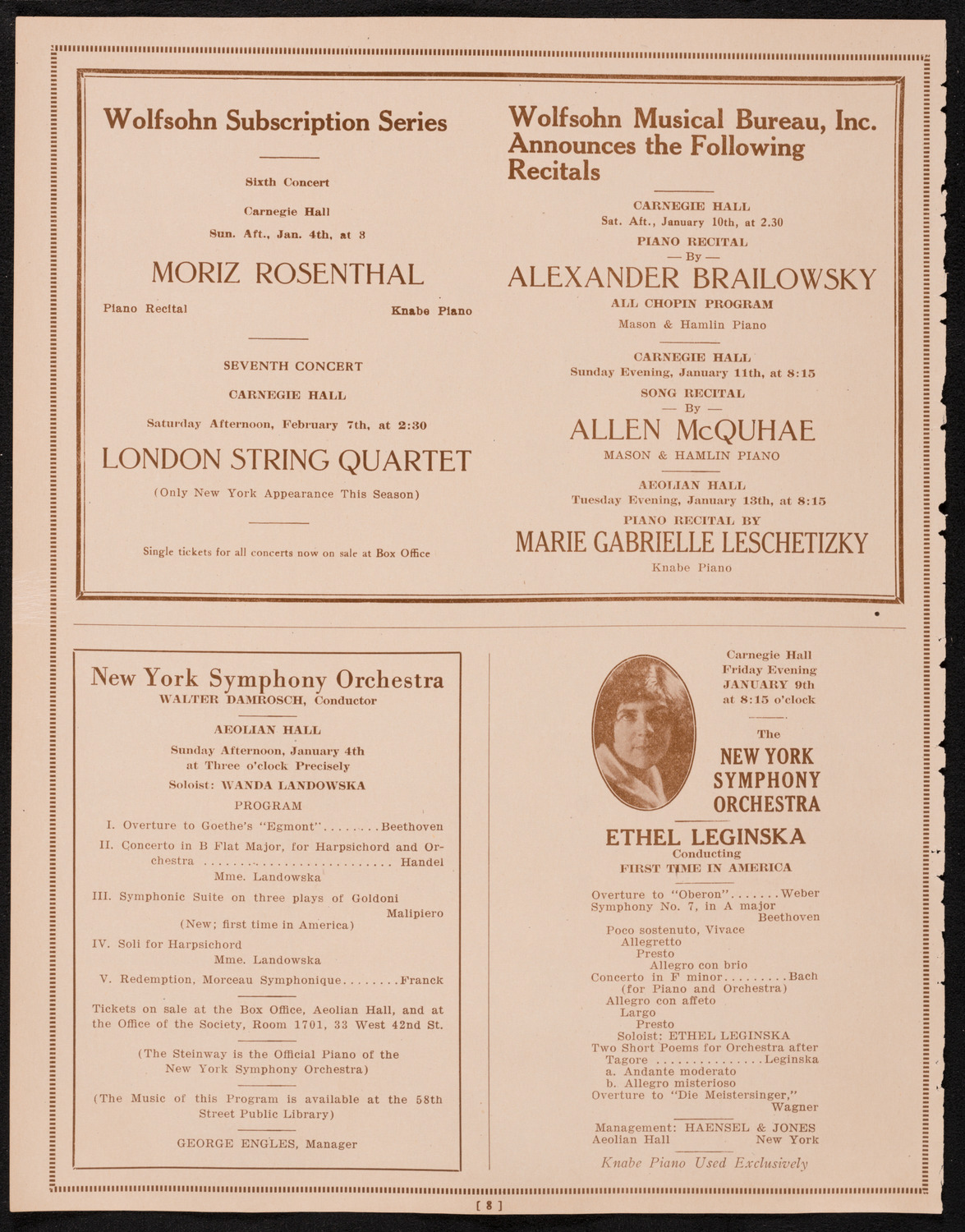 Boston Symphony Orchestra, January 1, 1925, program page 8