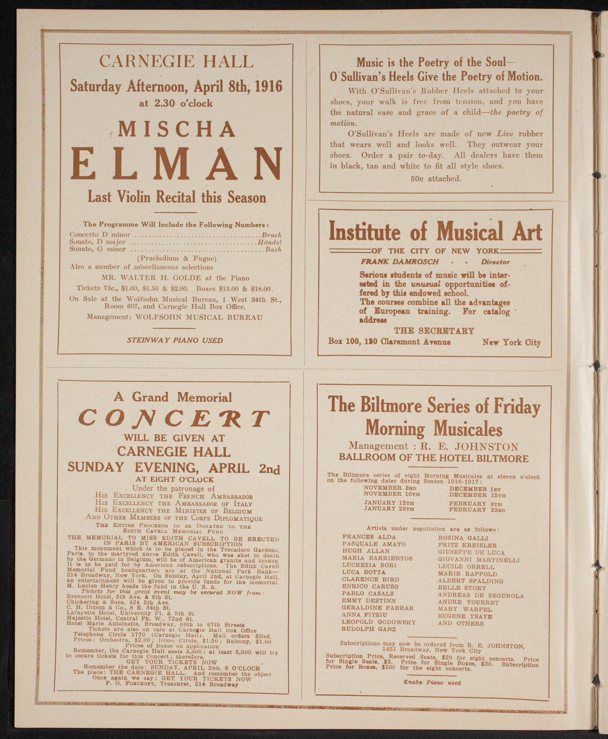 Scandinavian Concert, March 25, 1916, program page 2