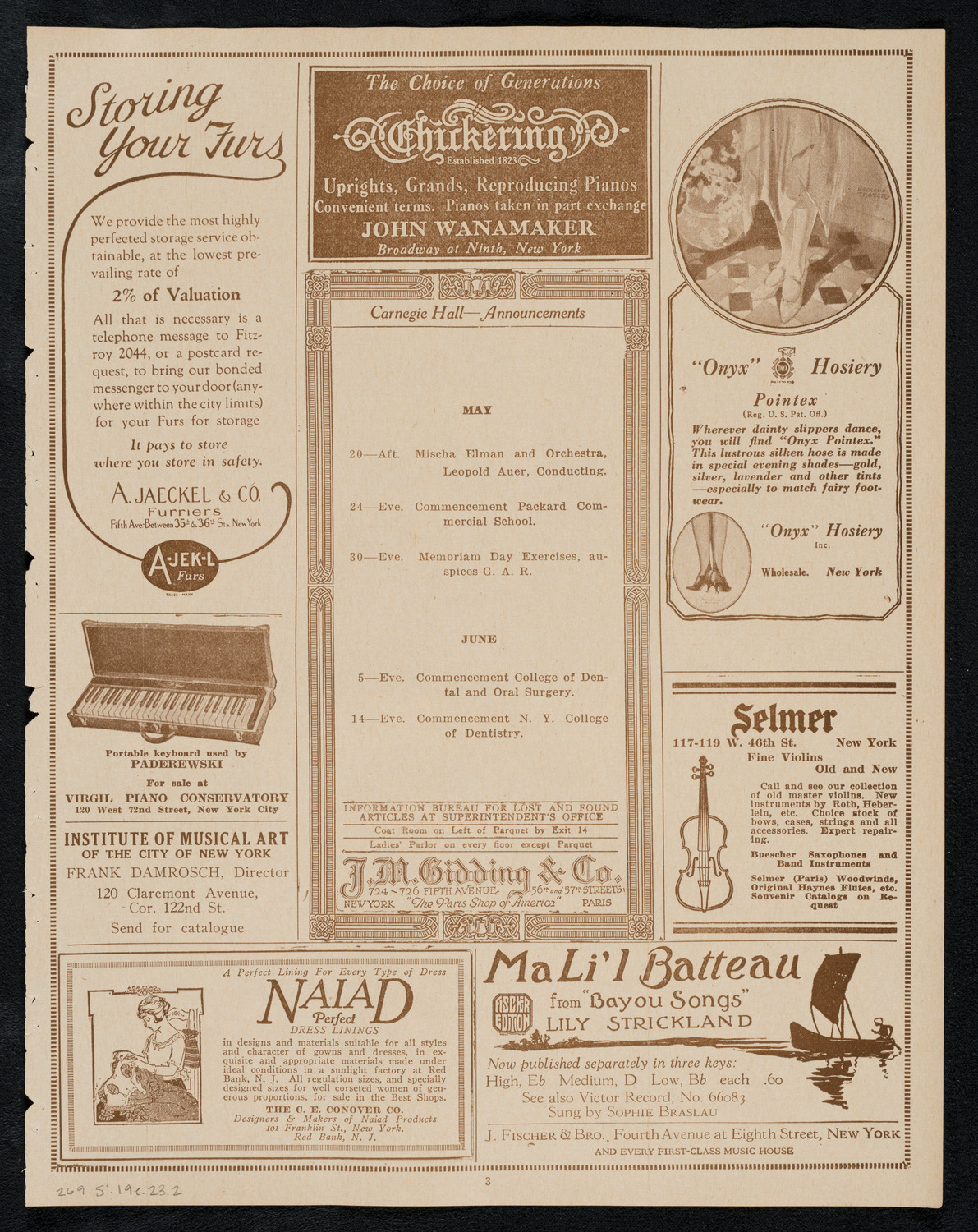 Kriens Symphony Club, May 19, 1923, program page 3