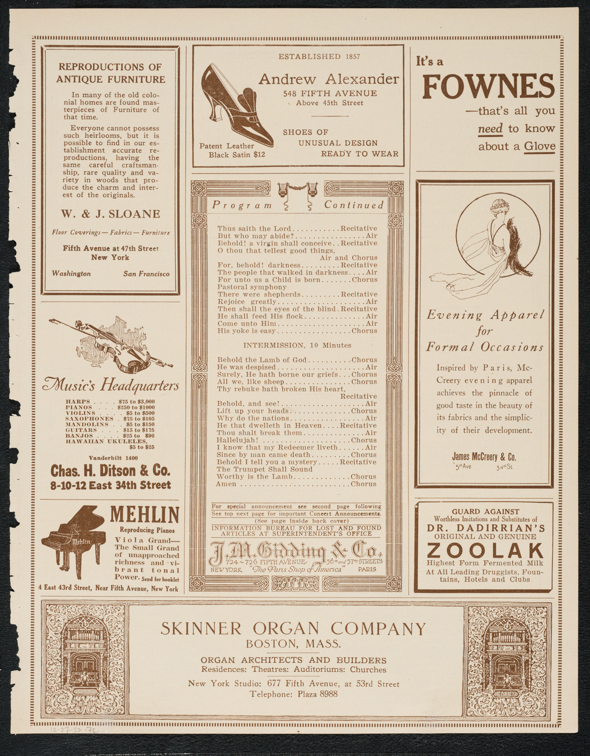 Oratorio Society of New York, December 27, 1922, program page 7