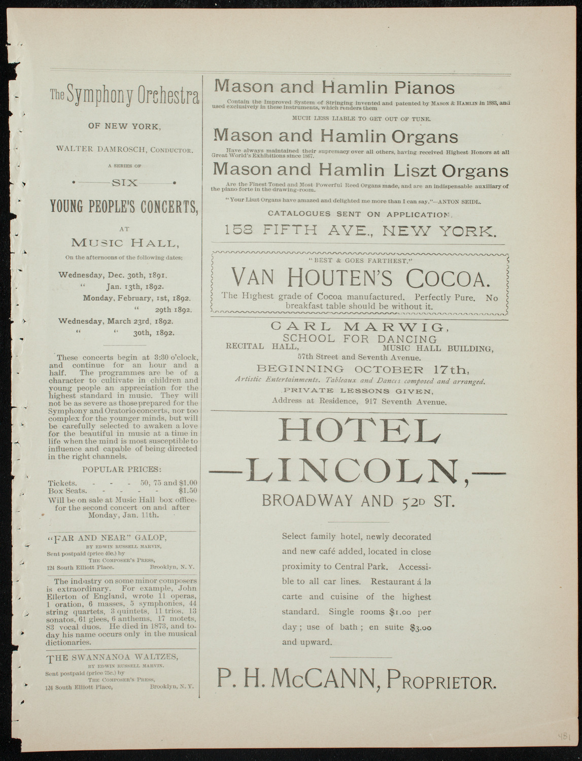 Oratorio Society of New York, December 30, 1891, program page 5