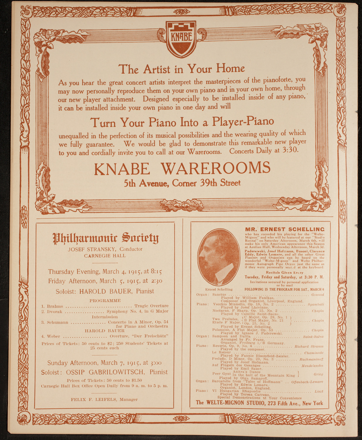 New York Philharmonic, February 28, 1915, program page 12