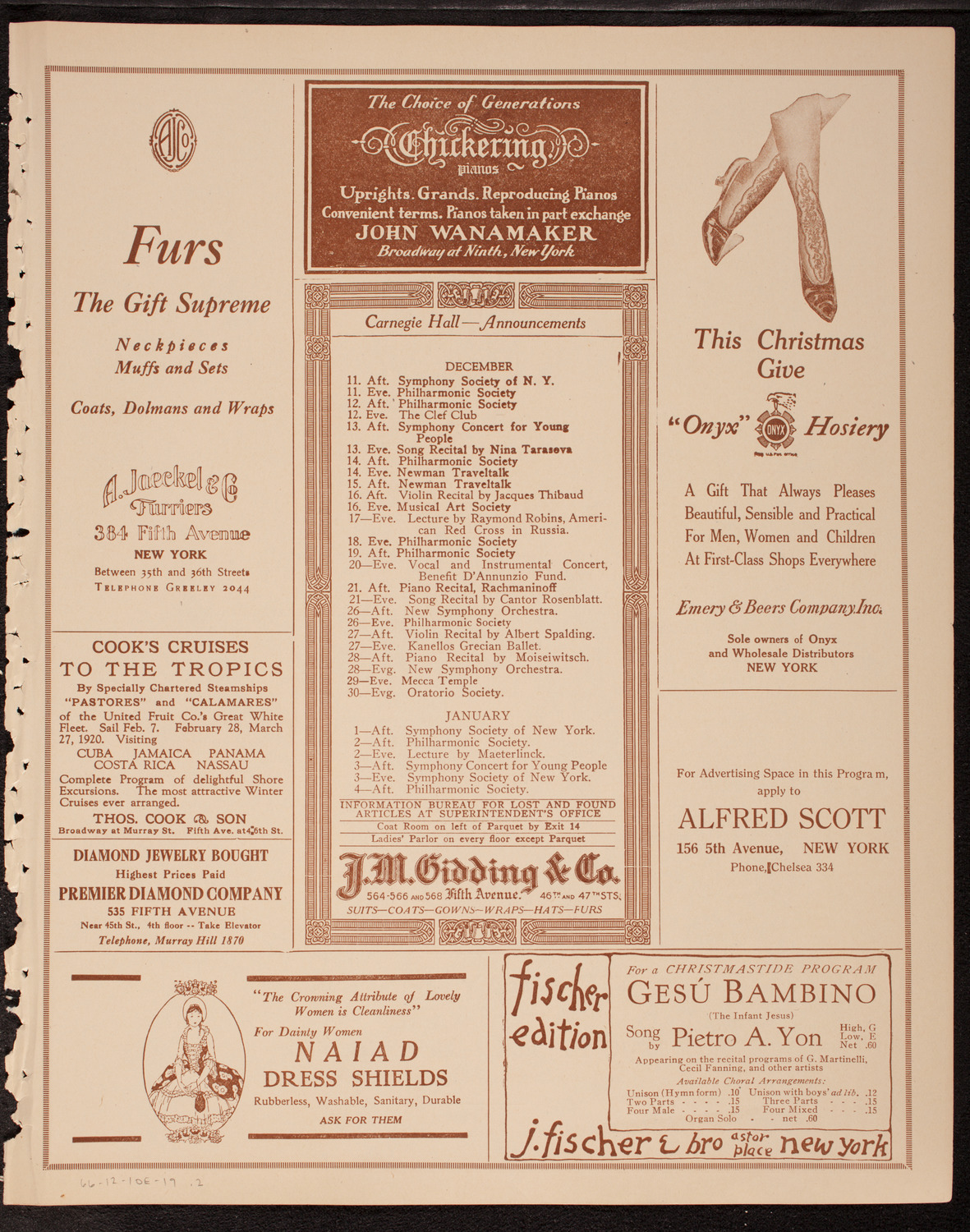 Evening Mail Save-A-Home Fund Concert: New York Philharmonic, December 10, 1919, program page 3