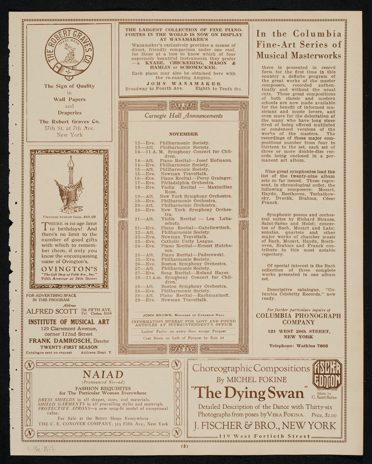 State Symphony Orchestra of New York, November 10, 1925, program page 3