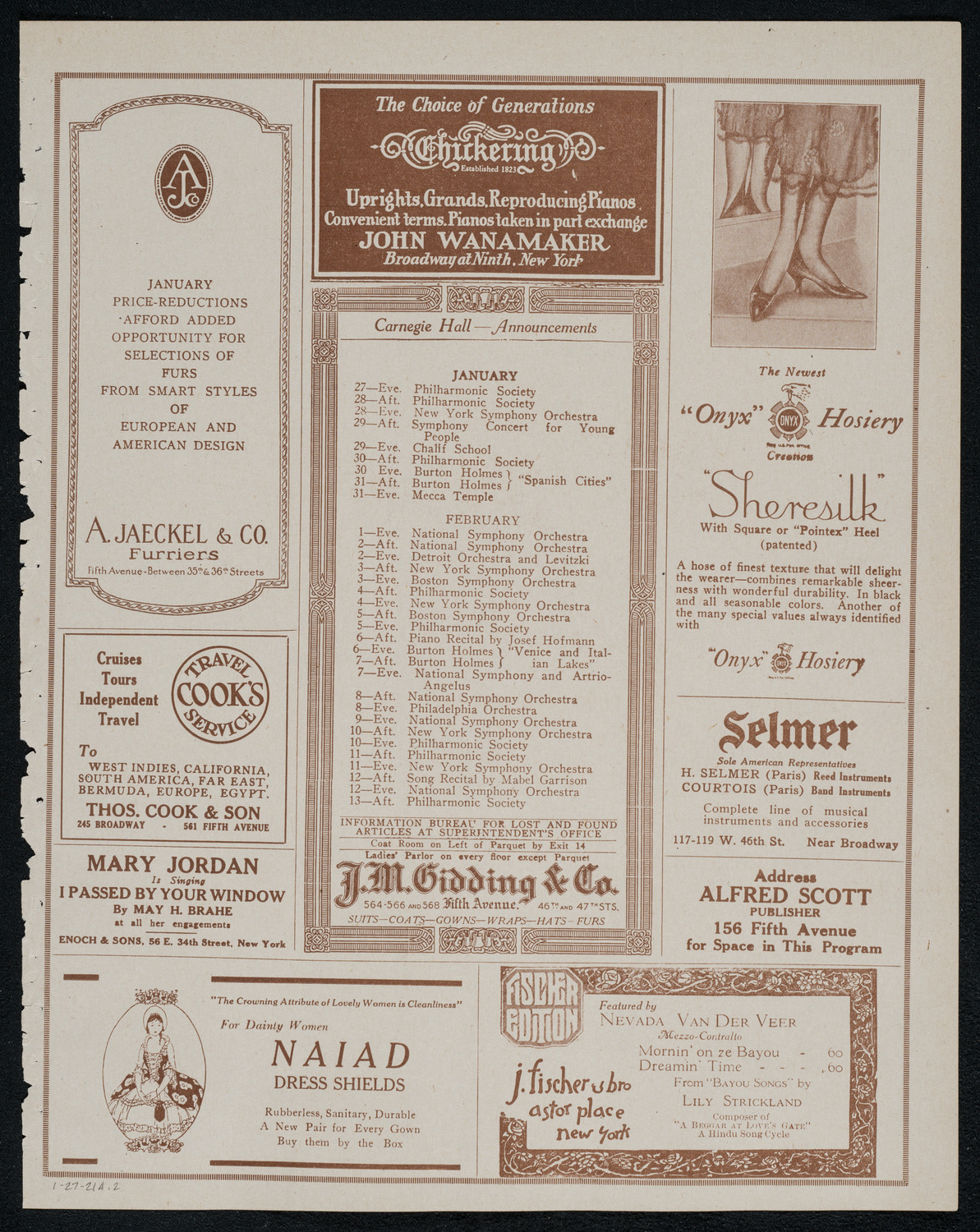 New York Symphony Orchestra, January 27, 1921, program page 3