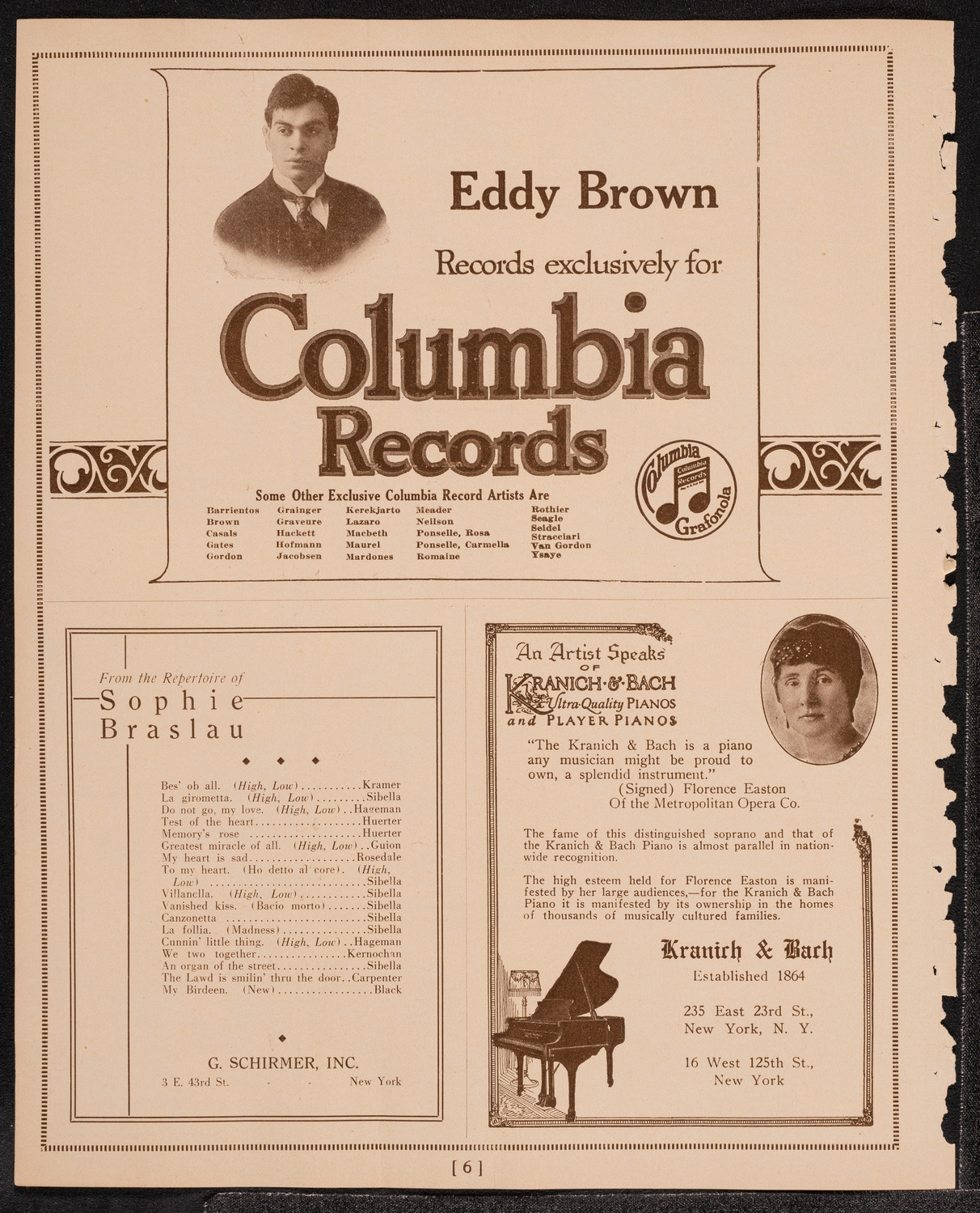 Sophie Braslau, Contralto, November 6, 1921, program page 6