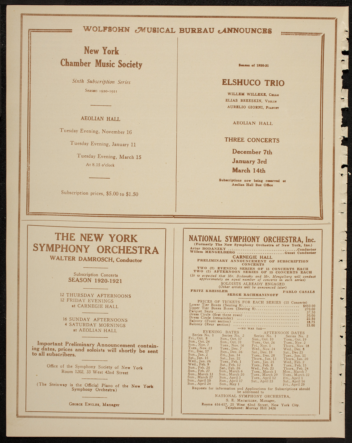 Josef Shlisky, Tenor, and Eddy Brown, Violin, May 16, 1920, program page 8