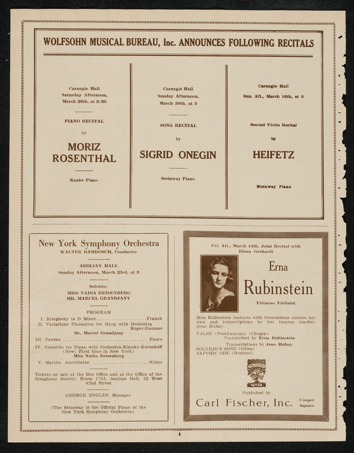 Philadelphia Orchestra, March 11, 1924, program page 8