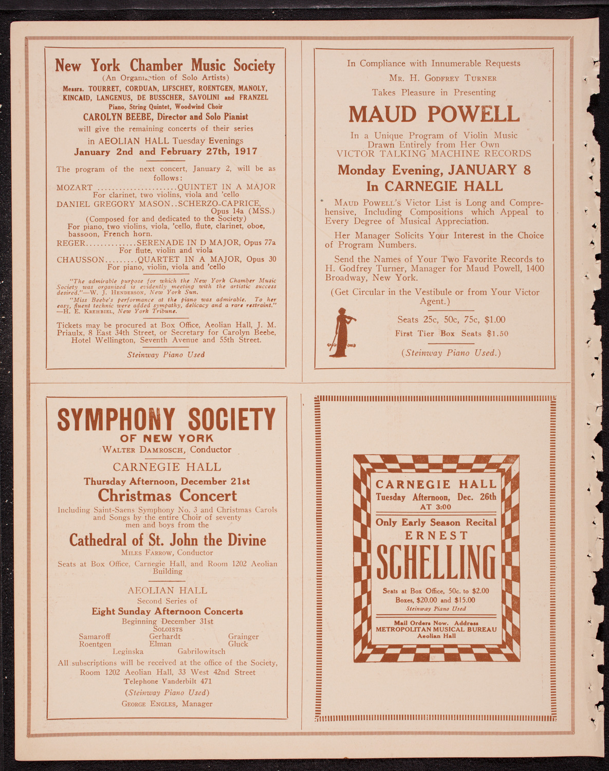 New York Philharmonic, December 17, 1916, program page 8