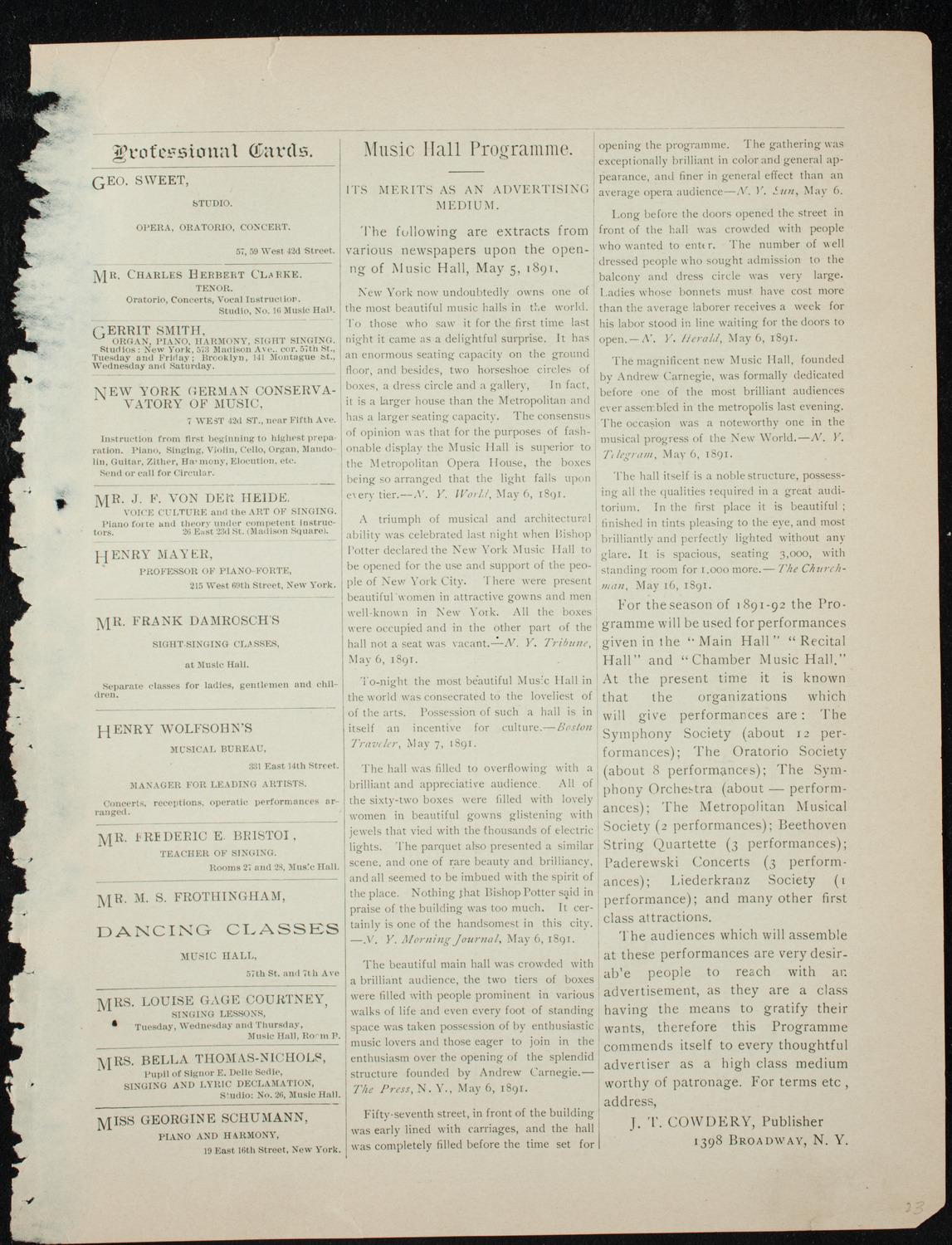 New York Scottish Society Halloween Festival, October 30, 1891, program page 11