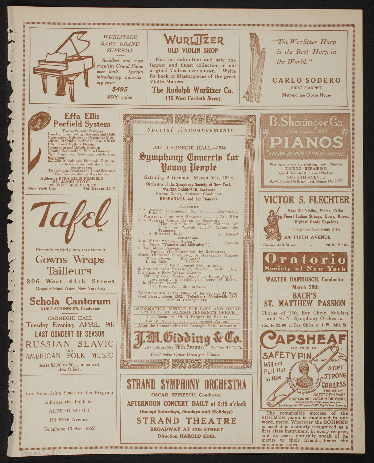 Home Symphony Concert: New York Philharmonic, February 27, 1918, program page 9