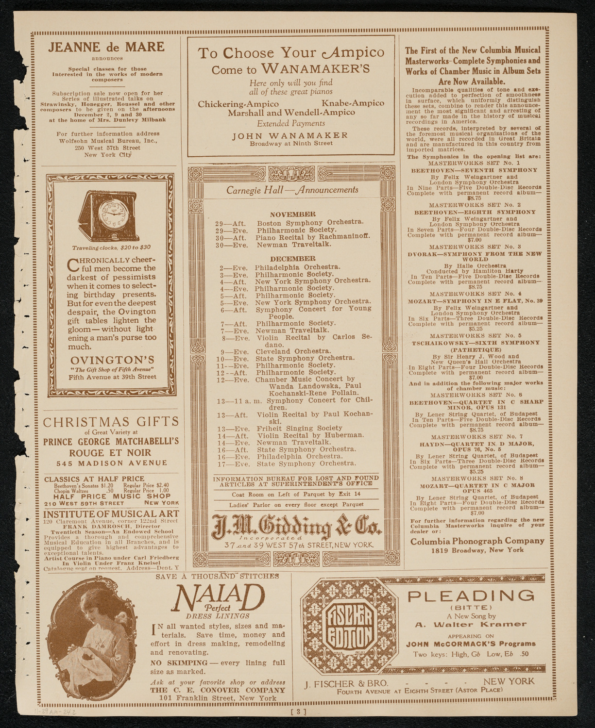 Symphony Concert for Young People, November 29, 1924, program page 3