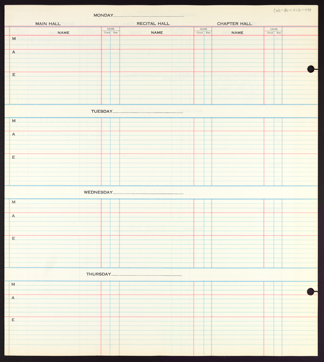 Carnegie Hall Booking Ledger, volume 16, page 90