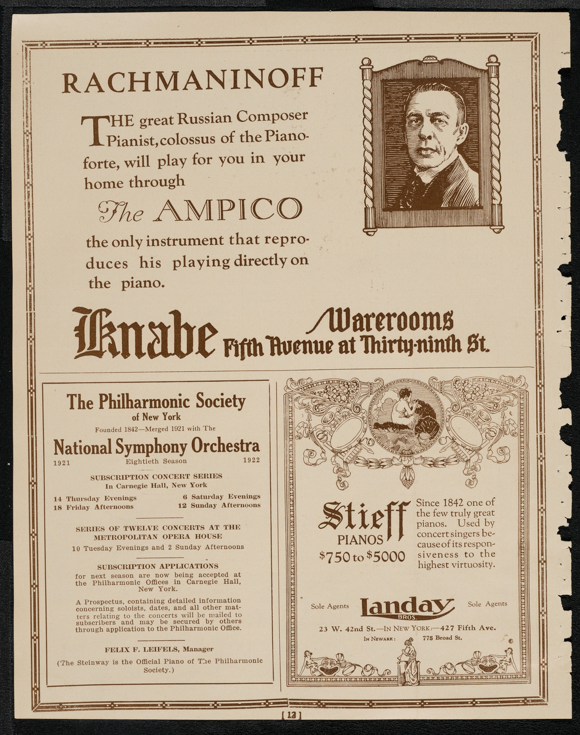 National Symphony Orchestra, April 12, 1921, program page 12