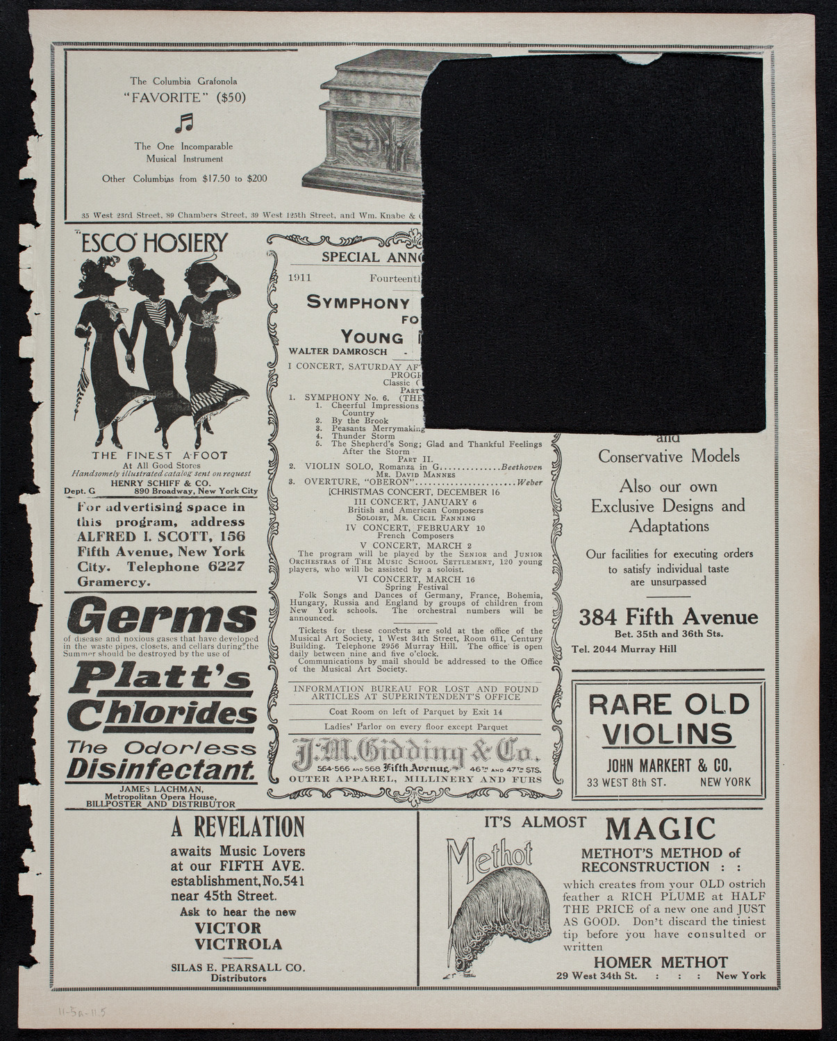 New York Philharmonic, November 5, 1911, program page 9