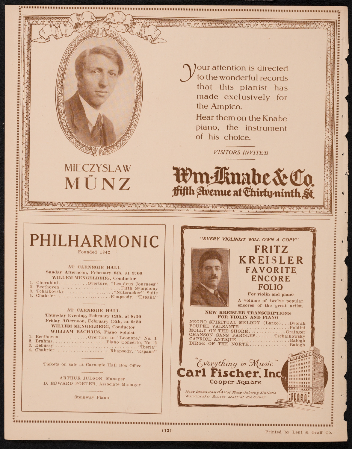 Concert presented by the Jewish National Workers' Alliance, New York City Committee, February 7, 1925, program page 12