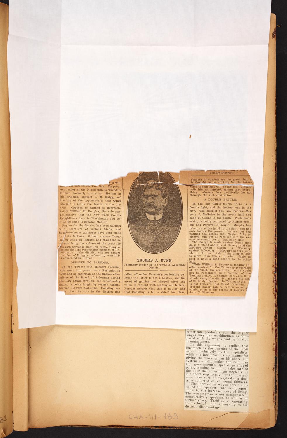 Isaac Hopper Scrapbook, page 183 (overlay): 1904