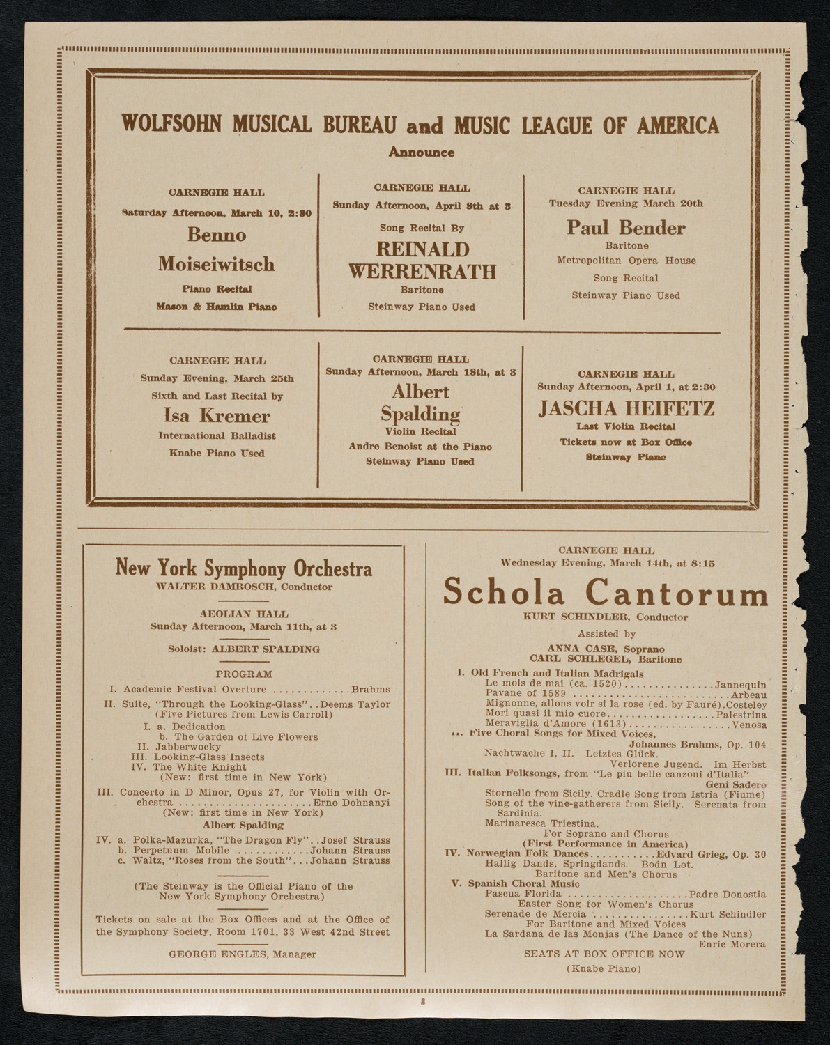 New York Symphony Orchestra, March 9, 1923, program page 8