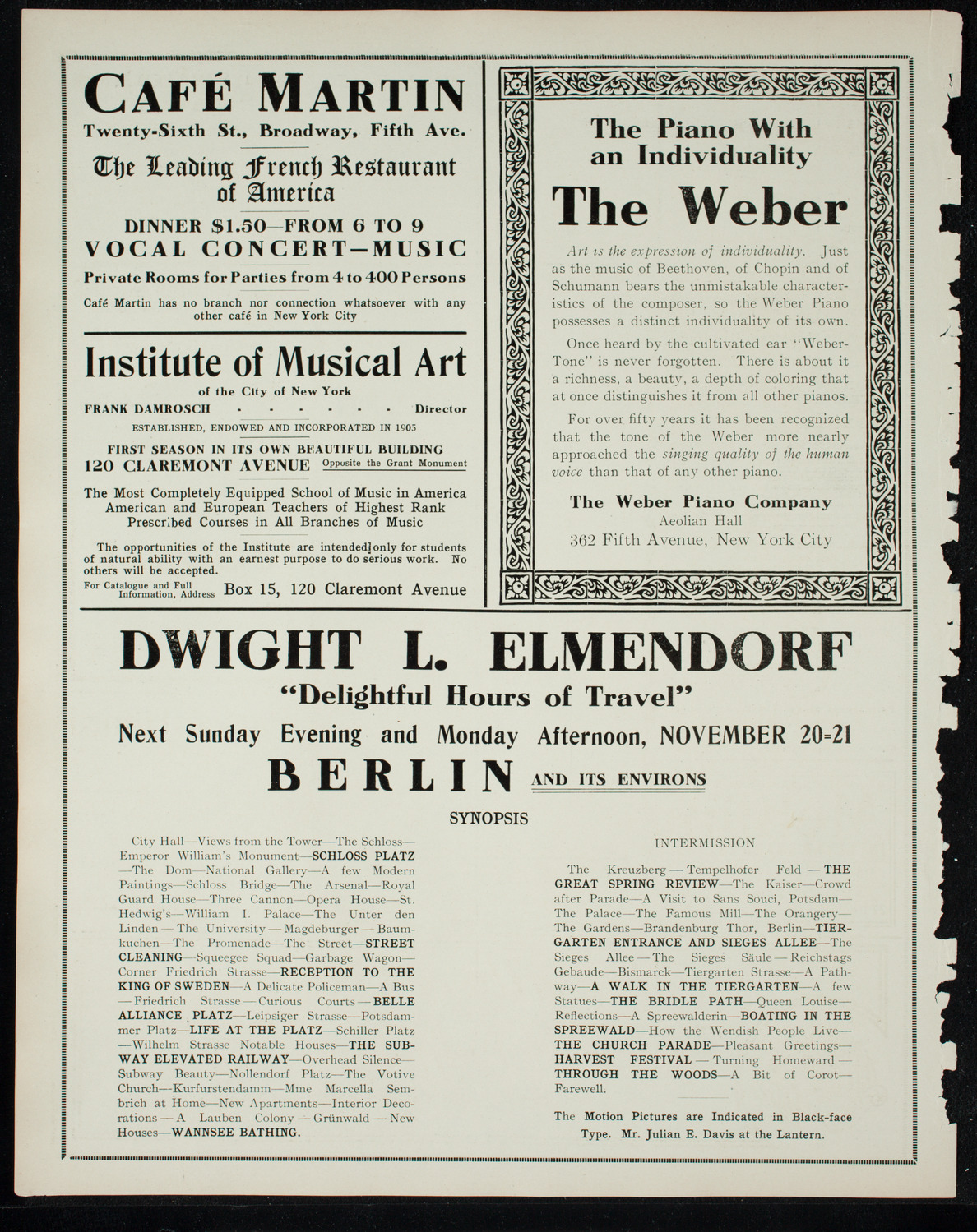 Elmendorf Lecture: London, November 13, 1910, program page 6