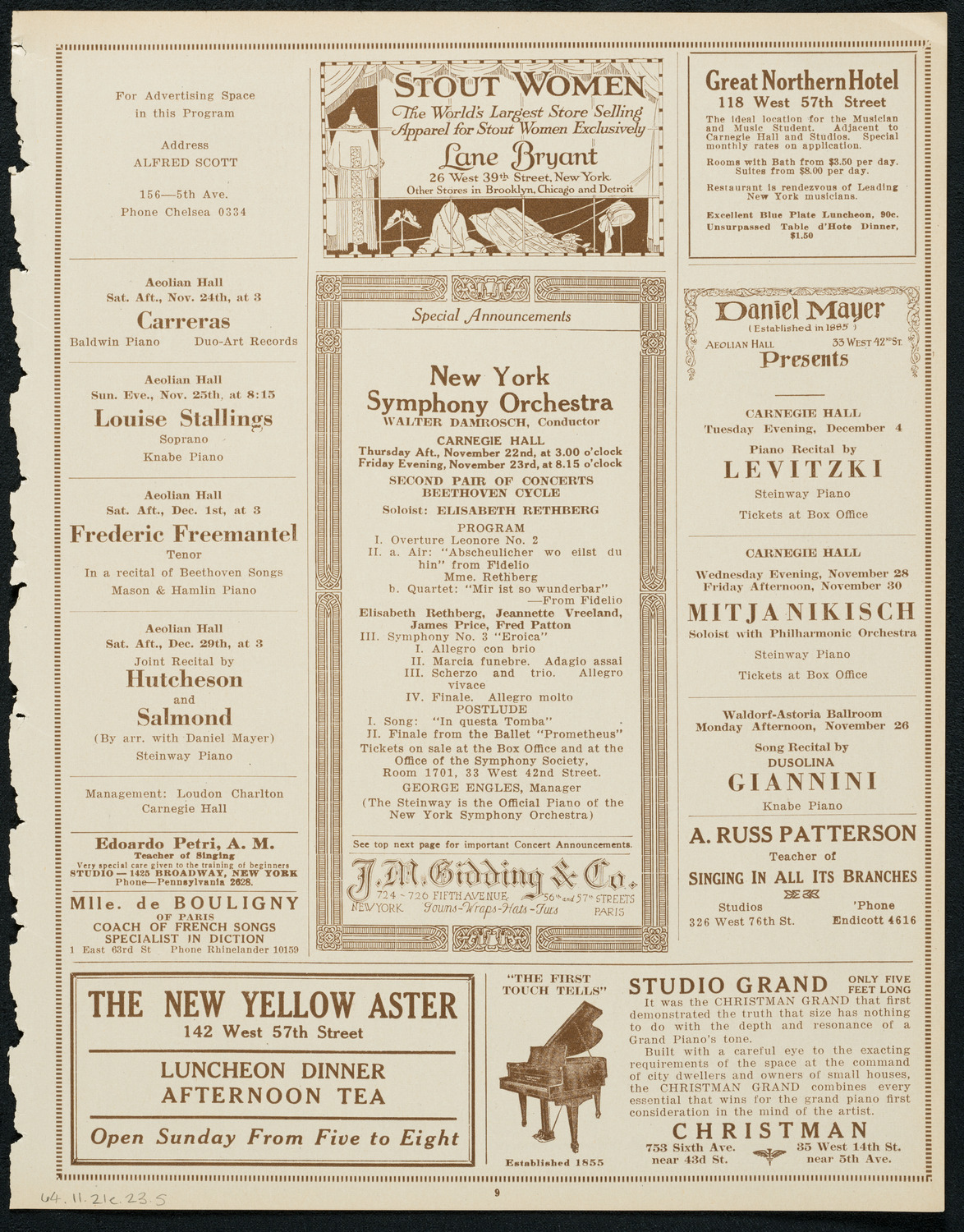 Oratorio Society of New York, November 21, 1923, program page 9