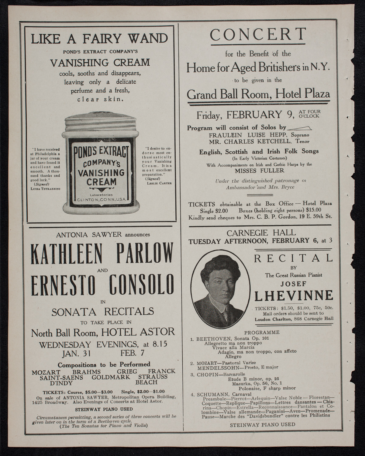 New York Philharmonic, January 26, 1912, program page 8