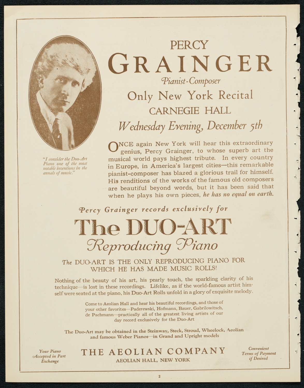 New York Philharmonic, December 1, 1923, program page 2